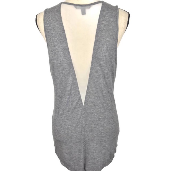 Banana Republic Sleeveless Blouse Gray Mesh Sheer Cutout Womens Sz Medium - Picture 6 of 8